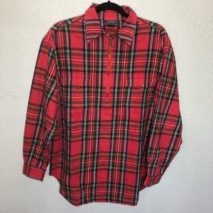 Lauren Ralph Lauren Quarter Zip Plaid Flannel Pullover Shirt